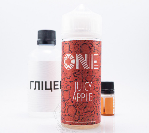 Рідина One Organic Juicy Apple 120ml 0mg зі смаком яблука та персика (набір компонентів)