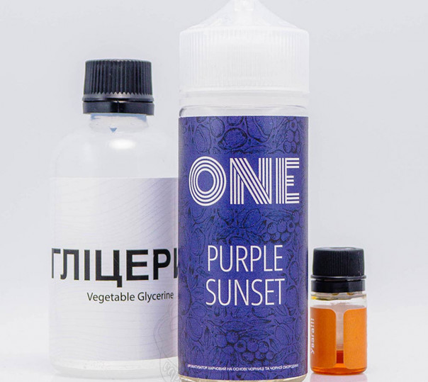 Рідина One Organic Purple Sunset 120ml 0mg зі смаком чорниці та чорної смородини (набір компонентів)