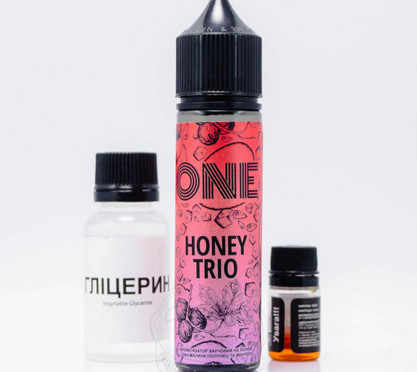 Рідина One Organic Honey Trio 60ml 0mg зі смаком дині, полуниці, малини та ментолу (набір компонентів)