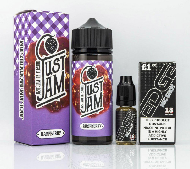 Рідина Just Jam Organic Raspberry 110ml 1.5mg на органічному нікотині зі смаком малинового джему Рідина Just Jam Organic Raspberry 110ml 1.5mg на органічному нікотині зі смаком малинового джему