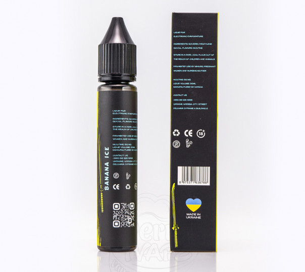 Рідина eight by Katana Salt Banana Ice 30ml 50mg на сольовому нікотині зі смаком банану з холодком Рідина eight by Katana Salt Banana Ice 30ml 50mg на сольовому нікотині зі смаком банану з холодком