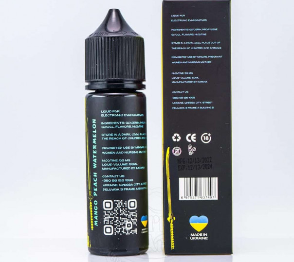 Жидкость eight by Katana Salt Mango Peach Watermelon 50ml 50mg на солевом никотине со вкусом манго, персика и арбуза