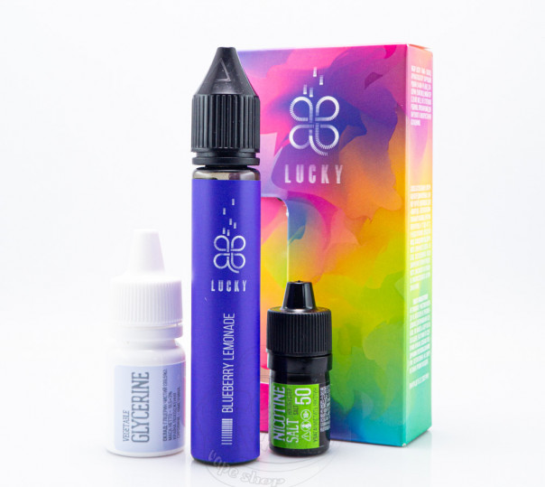 Рідина Lucky Salt Blueberry Lemonade 30ml 65mg зі смаком чорничного лимонаду з льодом (набір компонентів) Рідина Lucky Salt Blueberry Lemonade 30ml 65mg зі смаком чорничного лимонаду з льодом (набір компонентів)