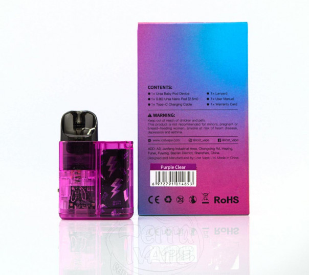 Lost Vape Ursa Baby Pod Kit 800mAh Purple Clear Багаторазова POD система