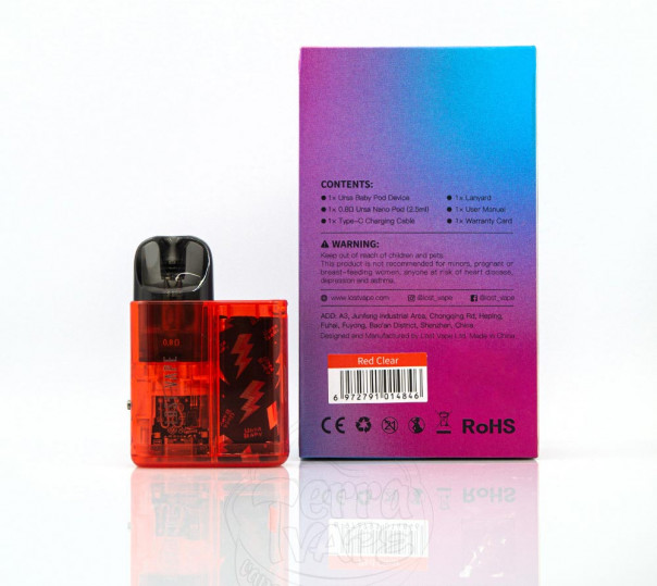 Lost Vape Ursa Baby Pod Kit 800mAh Red Clear Многоразовая POD система
