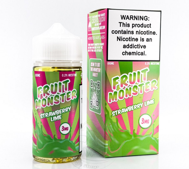 Жидкость Fruit Monster Organic Strawberry Lime 100ml 3mg со вкусом клубники и лайма