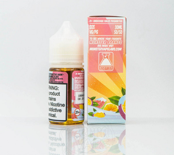 Жидкость Frozen Fruit Monster Salt Passionfruit Orange Guava Ice 30ml 24mg на солевом никотине со вкусом маракуйи, апельсина и гуавы с холодком