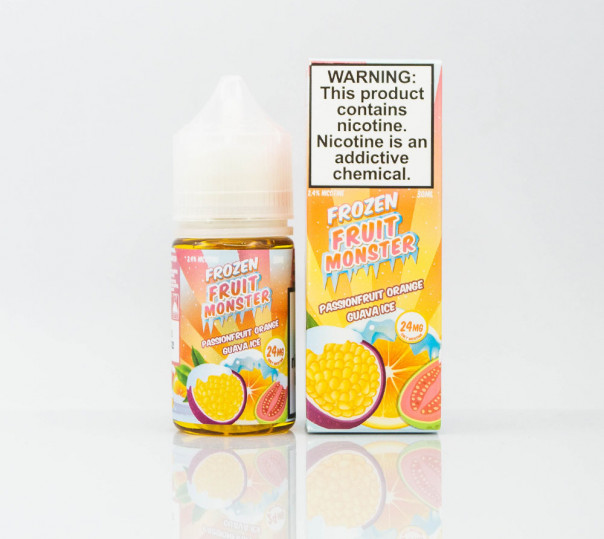 Жидкость Frozen Fruit Monster Salt Passionfruit Orange Guava Ice 30ml 24mg на солевом никотине со вкусом маракуйи, апельсина и гуавы с холодком