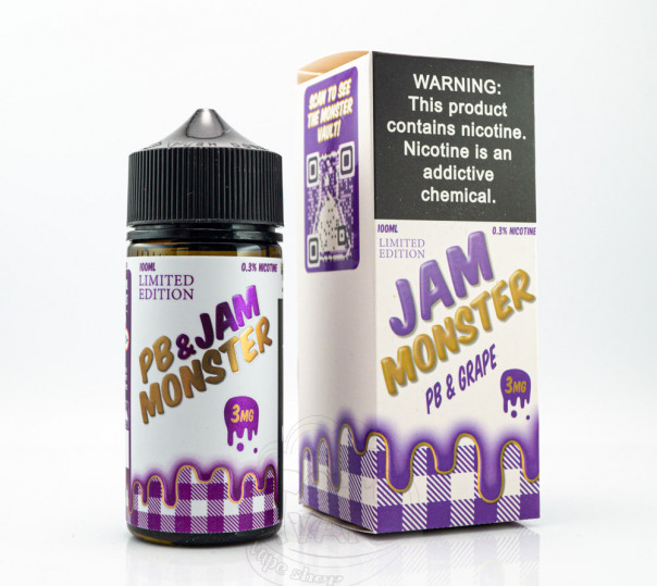Рідина Jam Monster Organic PB&Jam Grape 100ml 3mg зі смаком виноградного джему