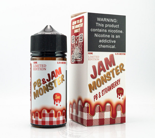 Жидкость Jam Monster Organic PB&Jam Strawberry 100ml 3mg со вкусом клубничного джема