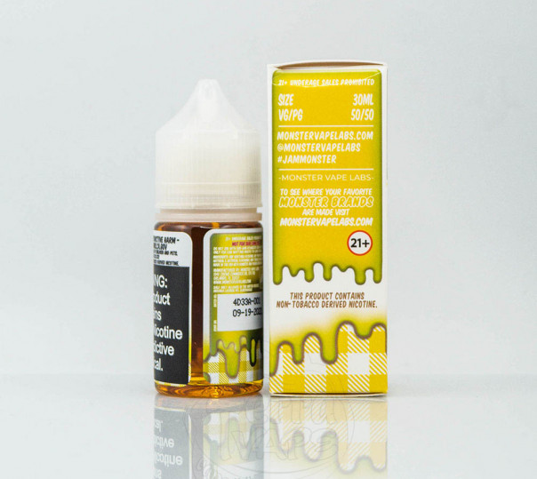 Жидкость PB&Jam Monster Salt PB&Banana 30ml 48mg на солевом никотине со вкусом бананового джема с арахисовым маслом Жидкость PB&Jam Monster Salt PB&Banana 30ml 48mg на солевом никотине со вкусом бананового джема с арахисовым маслом