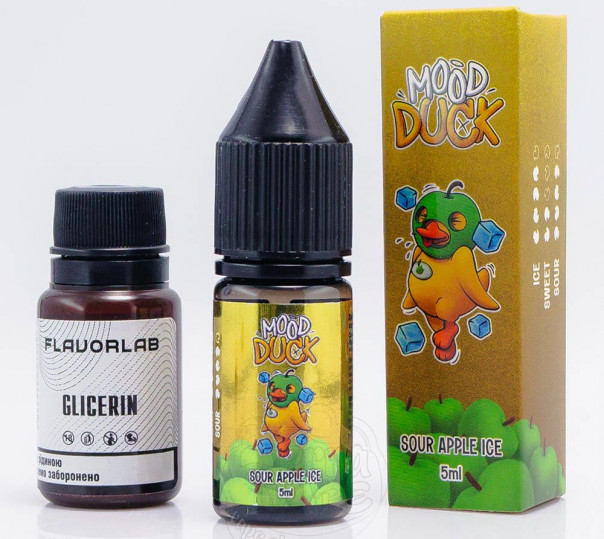 Рідина MoodDuck Salt Sour Apple Ice 10ml 50mg зі смаком кислого яблука з холодком (набір компонентів)