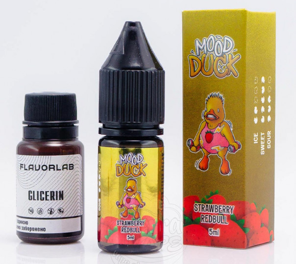 Рідина MoodDuck Salt Strawberry RedBull 10ml 50mg зі смаком полуничного енергетика (набір компонентів)
