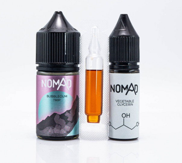 Рідина Nomad Salt Bubblegum Trip 30ml 0mg зі смаком жуйки з полуницею і ківі (набір компонентів)