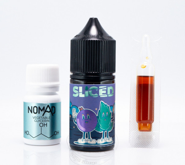 Рідина Sliced Salt Blackcurrant 30ml 30mg зі смаком чорної смородини та м'яти (набір компонентів)
