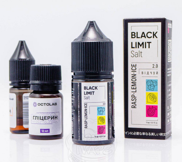 Рідина Black Limit Salt Rasp Lemon Ice 30ml 50mg зі смаком лимона і малини з холодком (набір компонентів)