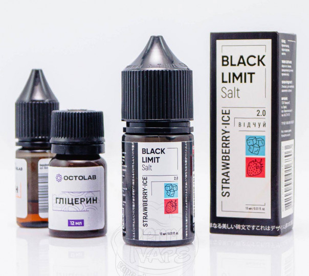 Рідина Black Limit Salt Strawberry Ice 30ml 50mg зі смаком полуниці з холодком (набір компонентів)