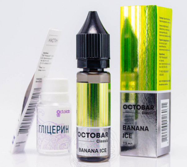 Рідина Octobar Classic Banana Ice Salt 15ml 50mg зі смаком банану з льодом (набір компонентів)