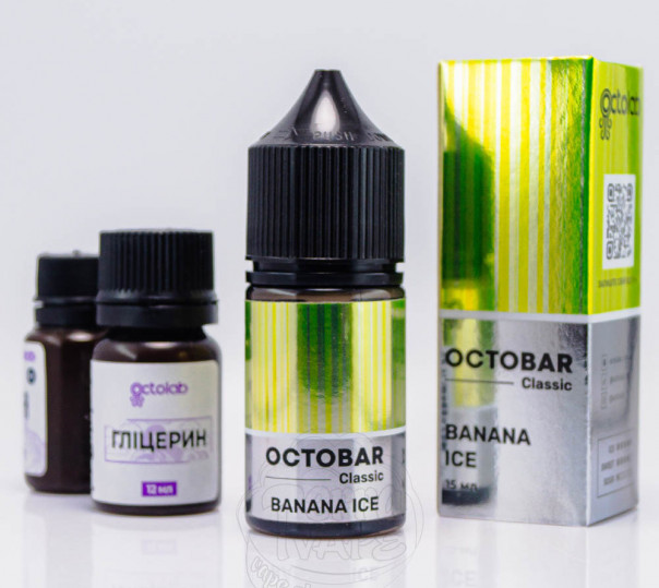 Рідина Octobar Classic Banana Ice Salt 30ml 50mg зі смаком банана з льодом (набір компонентів)