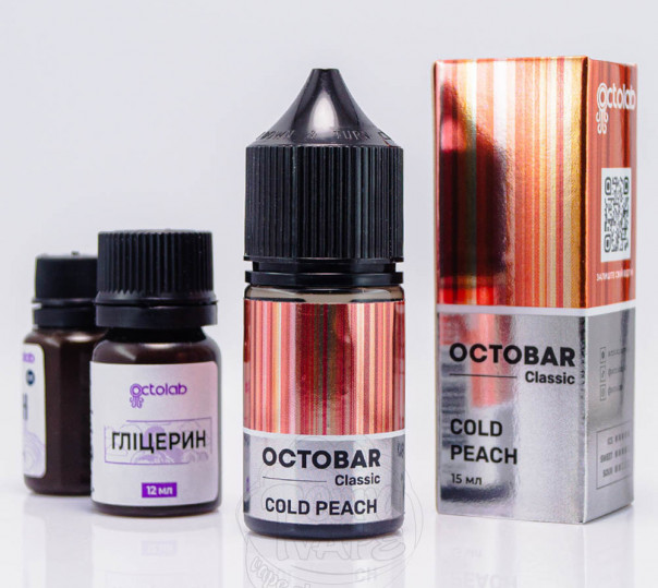 Рідина Octobar Classic Cold Peach Salt 30ml 50mg зі смаком нектарина і персика з льодом (набір компонентів)