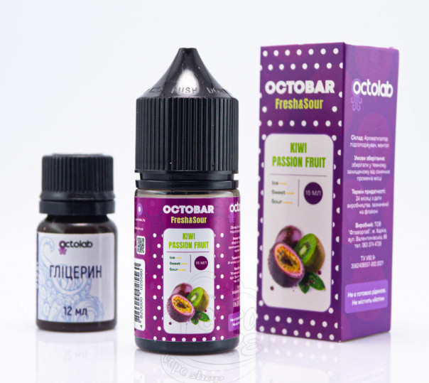 Жидкость Octobar Fresh&Sour Salt Kiwi Passion Fruit 30ml 50mg (набор компонентов)