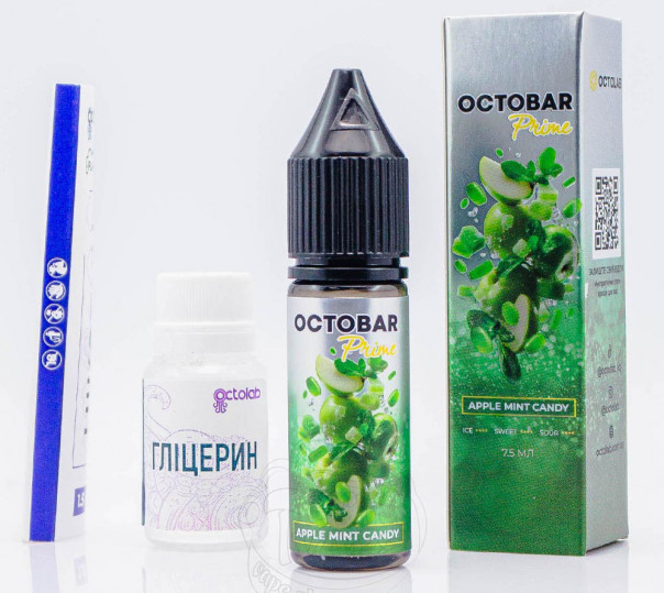 Рідина Octobar Prime Salt Apple Mint Candy 15ml 50mg зі смаком яблучно-м'ятного льодяника (набір компонентів)