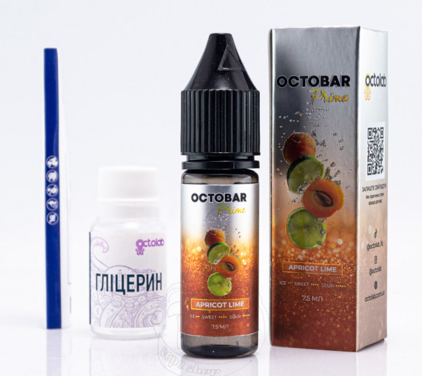 Рідина Octobar Prime Salt Apricot Lime 15ml 50mg зі смаком абрикосу і лайму (набір компонентів)