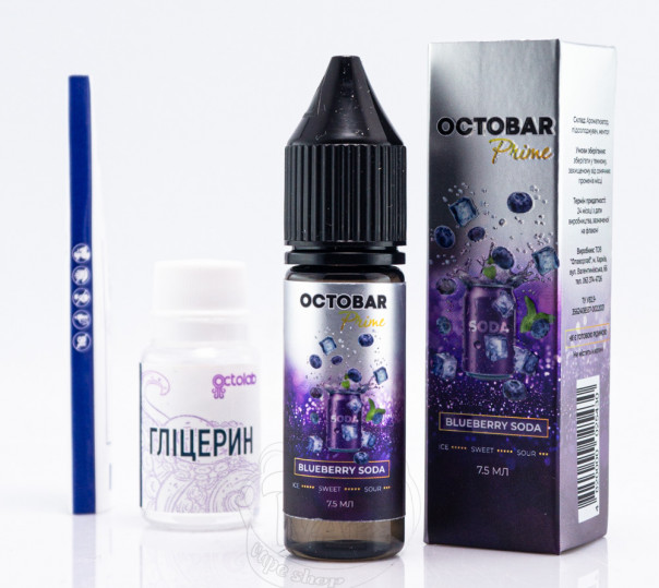 Жидкость Octobar Prime Salt Blueberry Soda 15ml 50mg со вкусом черничной содовой (набор компонентов)