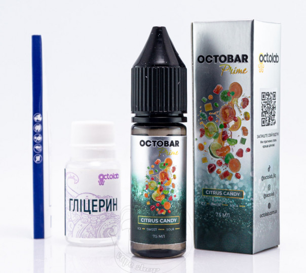 Рідина Octobar Prime Salt Citrus Candy 15ml 50mg зі смаком цитрусових льодяників (набір компонентів)
