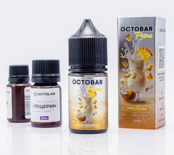 Рідина Octobar Prime Salt Pina Colada 30ml 50mg зі смаком піна колади (набір компонентів)