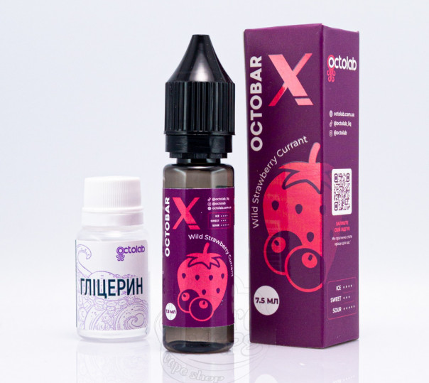 Жидкость Octobar X Salt Wild Strawberry Currant 15ml 50mg со вкусом земляники и смородины с холодком (набор компонентов)