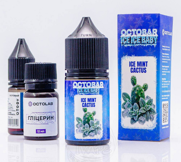 Рідина Octobar Ice Ice Baby Salt Ice Mint Cactus 30ml 50mg зі смаком кактуса та м'яти з льодом (набір компонентів)