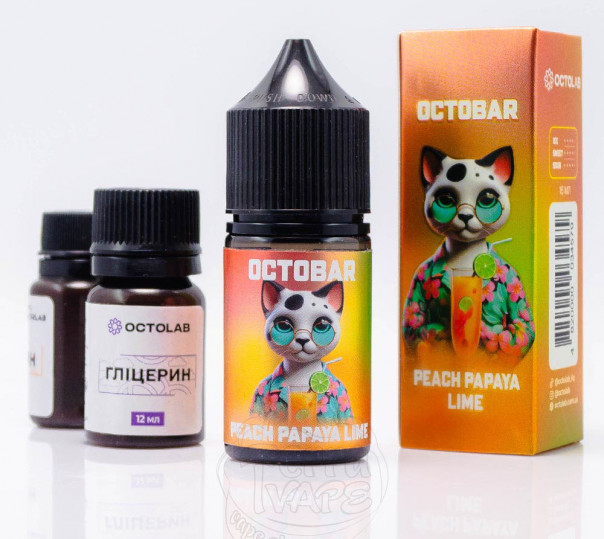 Жидкость Octobar Salt Peach Papaya Lime 30ml 50mg со вкусом персика, папайи и лайма (набор компонентов)