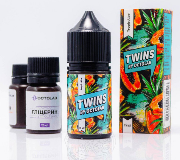 Жидкость Twins Salt Tropic Aloe 30ml 50mg со вкусом тропических фруктов и алоэ (набор компонентов)