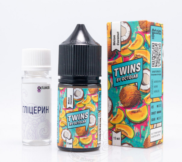 Жидкость Twins Salt Melon Coconut 30ml 50mg со вкусом кокоса и дыни (набор компонентов)