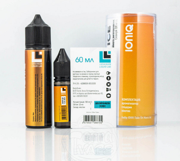 Набір для приготування рідини IONIQ Pine Peach Mango Ice 60ml 3mg на органічному нікотині Набір для приготування рідини IONIQ Pine Peach Mango Ice 60ml 3mg на органічному нікотині