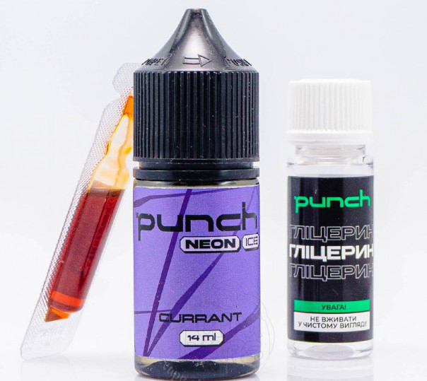 Жидкость Punch Neon Ice Salt Currant 30ml 50mg со вкусом черной смородины со льдом (набор компонентов)