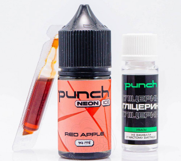 Жидкость Punch Neon Ice Red Salt Apple 30ml 50mg со вкусом красного яблока со льдом (набор компонентов)