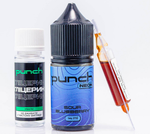 Рідина Punch Neon Salt Sour Blueberry 30ml 65mg зі смаком кислої чорниці (набір компонентів)