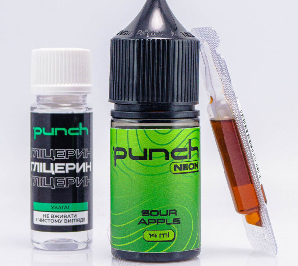 Рідина Punch Neon Salt Sour Apple 30ml 65mg зі смаком кислого зеленого яблука (набір компонентів)