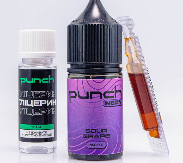 Рідина Punch Neon Salt Sour Grape 30ml 65mg зі смаком кислого винограду (набір компонентів)
