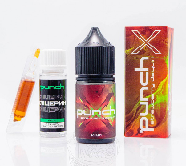 Жидкость Punch X Cocktails Salt Strawberry Daiquiri 30ml 50mg со вкусом клубничного коктейля Дайкири (набор компонентов)