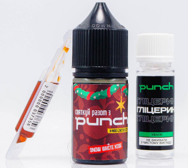 Рідина Punch X-mas Edition Salt Snow White Kiss 30ml 65mg зі смаком яблука з холодком (набір компонентів)