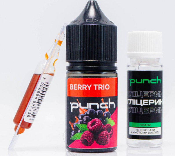 Рідина Punch Salt Berry Trio 30ml 65mg зі смаком кавуна, малини і смородини (набір компонентів)