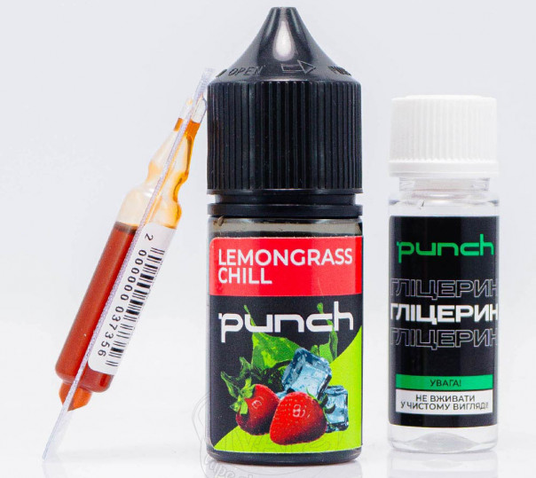 Рідина Punch Salt Lemongrass Chill 30ml 65mg зі смаком лемонграсу та суниці (набір компонентів)