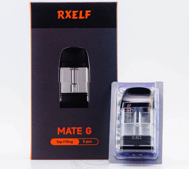 Картридж RXELF Mate G Top Filling Cartridge 3ml 0.6Ом для багаторазової POD системи Uwell Caliburn G5 Lite/SE/Lite Koko, G4/Mini/Pro, G3 Series Kit