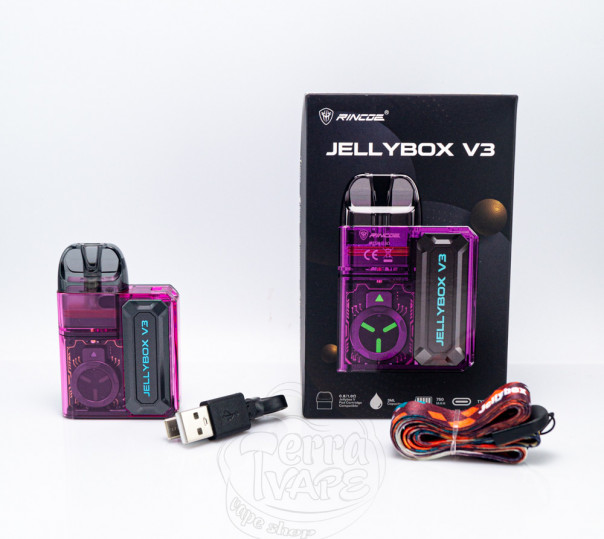 Rincoe Jellybox V3 Pod Kit 750mAh Purple Clear Багаторазова POD система Rincoe Jellybox V3 Pod Kit 750mAh Purple Clear Багаторазова POD система