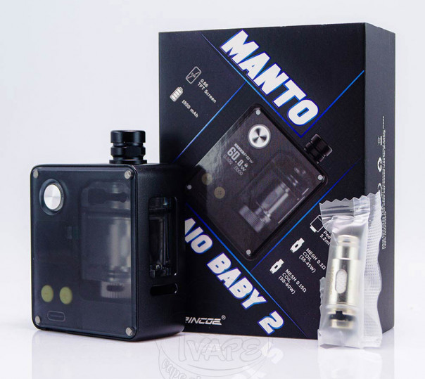 Rincoe Manto AIO Baby 2 Boro 60W 1500mAh Kit Pearl Black АІО система Rincoe Manto AIO Baby 2 Boro 60W 1500mAh Kit Pearl Black АІО система