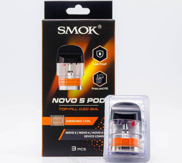 Картридж SMOK Novo 5 Pod Cartridge 3ml 0.6 Ом для многоразовой POD системы Novo 5, 6, 6 Ultra Pod Kit