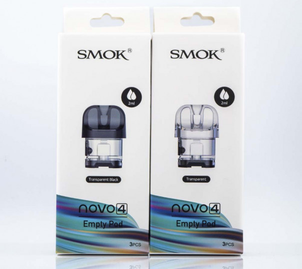Порожній картридж Smok Novo 4 Empty Pod 2ml (Transparent / Black) для багаторазової системи Novo 4 Pod Kit